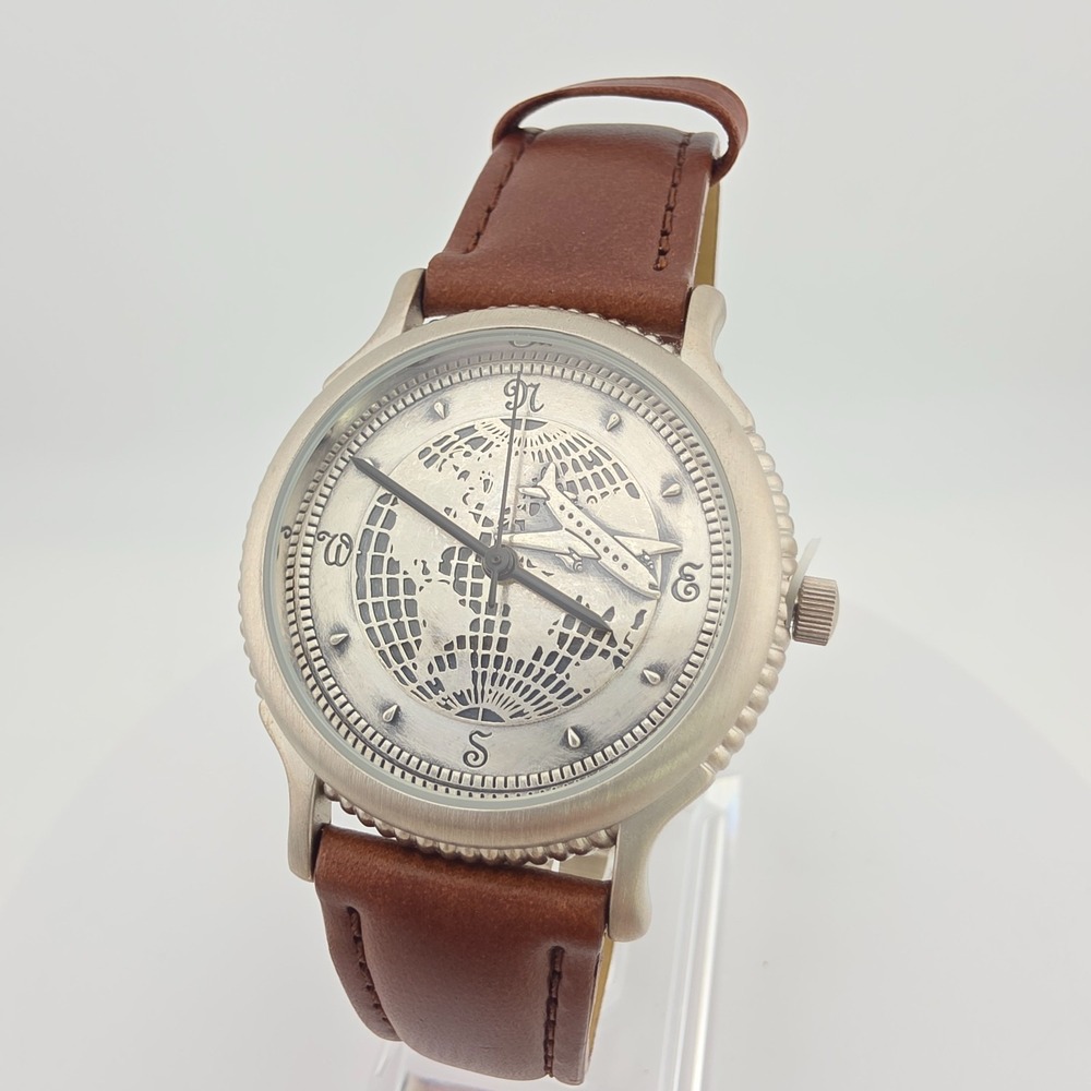 Vtg 1998 SAMSONITE 'Worldproof' Watch Limited Edition 3D Airplane Leather 7.75"